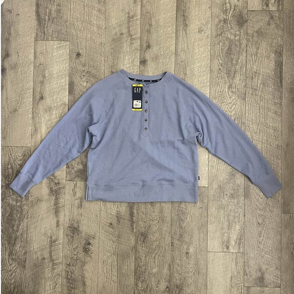 GAP Women's English Manor Blue Henley Sweatshirt M‎